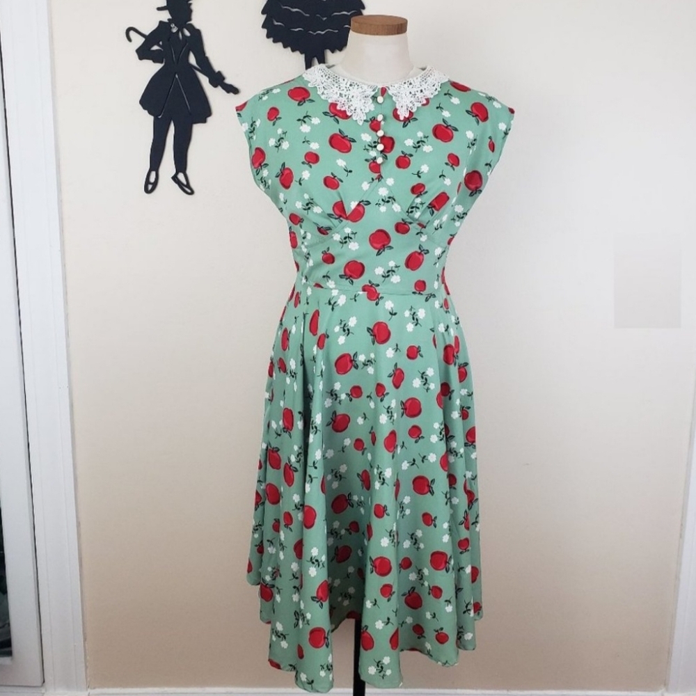 Hell Bunny Apple Swing Dress Size M